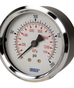 4302052 Commercial Pressure Gauge, Dry-Filled, Copper Alloy Wetted Parts, 2" Dial, 0-160 psi Range, +/-3/2/3% Accuracy, 1/4" Male NPT Connection, Center Back Mount
