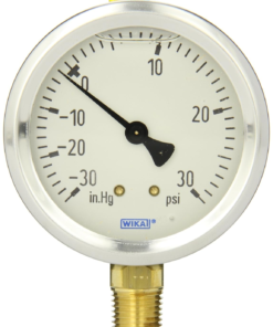 Commercial Sprinkler Pressure Gauge, Dry-Filled, Copper Alloy Wetted Parts, 4" Dial, 0-300 psi Range, -3/2/3% Accuracy, 1/4" Male NPT Connection, Bottom Mount